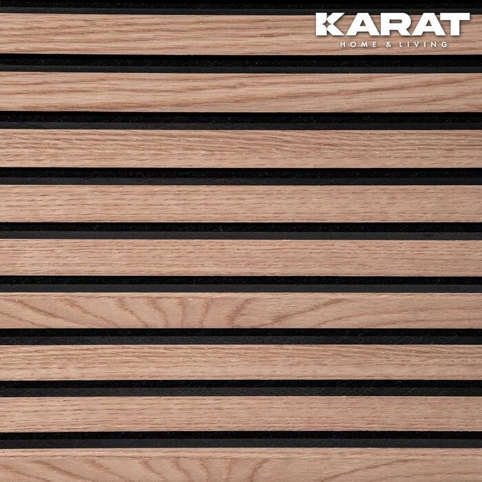 Акустичні настінні панелі KARAT з натурального шпона дуба (Red Oak), ламелі з дерева та фетру для шумоізоляції та звукопоглинання, 275 x 27 см