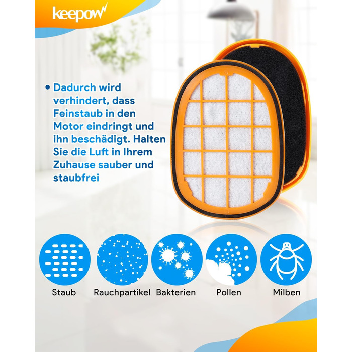Набір фільтрів Keepow для пилососа Philips SpeedPro Max Aqua (8 шт.), мийні HEPA-фільтри для аккумуляторного пилососа
