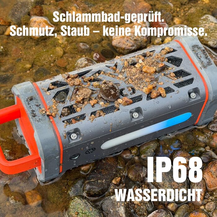 Bluetooth колонка TRAVOR 45W, алюмінієвий корпус, IP68 водонепроникна, портативна, для саду, кемпінгу, будинку, стерео-з'єднання, 25 год роботи, сірий