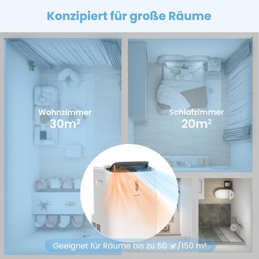 Мобільний кондиціонер COSTWAY 14000 BTU з випускним шлангом: охолодження, обігрів, осушення, вентиляція, нічний режим. Для приміщень до 135 м³, з пультом ДУ/додаток, таймер 24h, 4100W, ≤57dB (білий)