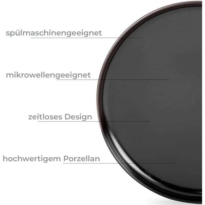 Набір посуду Konsimo VICTO на 6 осіб: 18-частинний сервіз з чорного каменю. Сучасний табельний сервіз для сім'ї.