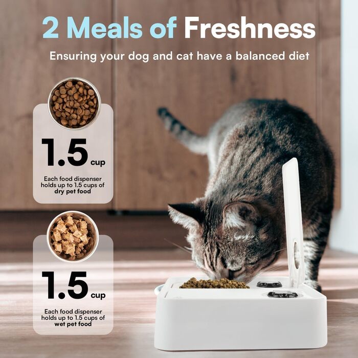 Автоматичний дозатор корму для котів та собак ALL FOR PAWS з таймером, для сухого та вологого корму, миється в посудомийній машині