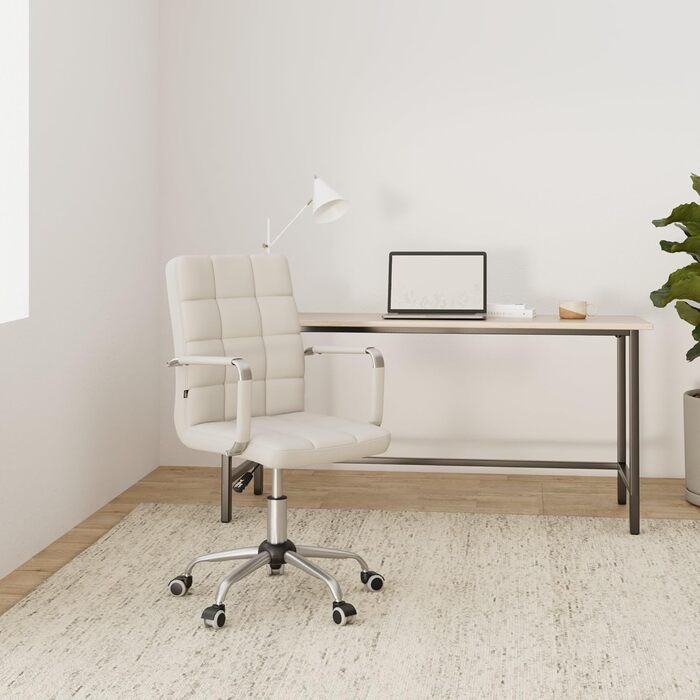 Офісне крісло CLP Deli V2 з штучної шкіри та якісним м'яким сидінням | Регульована висота сидіння, колір: білий