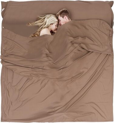 JAICOM Sleeping Bag, 2-in-1 Microfiber Sleeping Bag, Ultralight Silk Sleeping Bag for Travel - With Pillow Pocket Double Sleeping Bag, Ideal for Backpacking, Hotels & Huts, 180 * 220 cm
