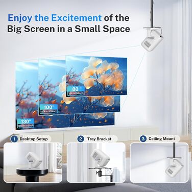 Портативний проєктор LYNCAST з Wi-Fi, Bluetooth та Android 11: 1080P/4K, обертання 180°, для дому та на вулиці (LumeCube 300 White)