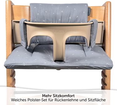 Сидіння та подушка для стільчика Stokke Tripp Trapp LaLoona, 2 частини, бавовна, сірий візерунок, OEKOTEX 100, гіпоалергенна, машинне прання