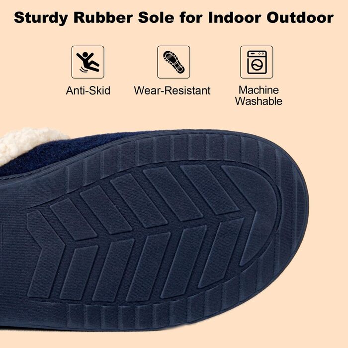 Домашні тапочки LongBay для жінок, теплі, з ефектом вовни, з піною Memory Foam, м'яке Sherpa підкладка, для дому та вулиці (38/39 EU, Navy Blue)
