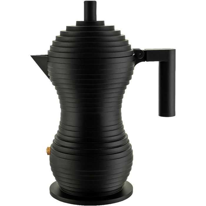 Alessi Pulcina MDL02/3 BB - Design Espresso Coffee Machine, made of cast aluminum with handle and knob made of PA, 3 cups, Black