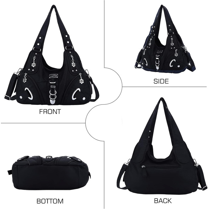Сумка жіноча Angel Kiss Hobo через плече, чорна, PU шкіра, багато відділень