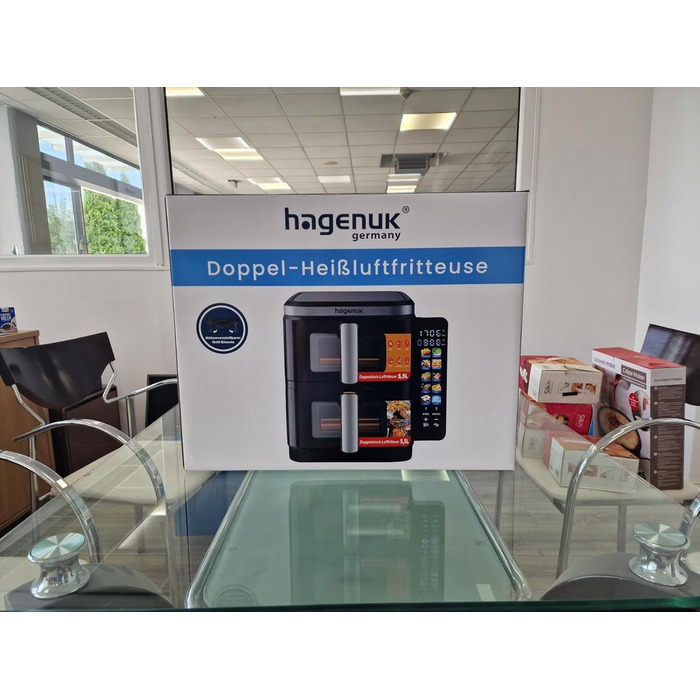 Преміум фритюрниця Hagenuk DAF 2800.12 з подвійним нагрівом, 2 х 5,5 л, 10 програм, Touchscreen, Grill-функція, Made in Germany