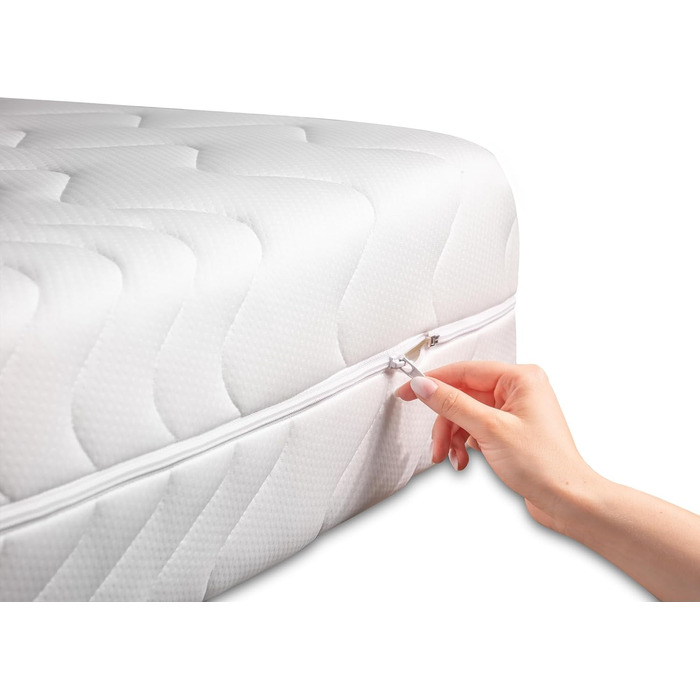 BONEX Fontana Mattress Cover, Polyester, White, 90x200 cm, 19-21 cm Height