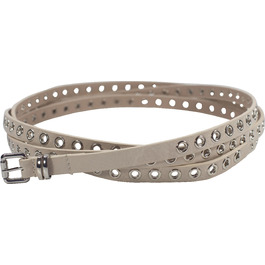 Жіночий пояс-скрутка з декоративними пірсингом та срібною застібкою, ширина 1,5 см (натуральний матеріал)