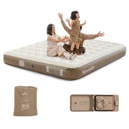 Надувний матрац Naturehike Luftbett 3 місця з вбудованим насосом 200x180x25 см - для кемпінгу, дому та подорожей, коричневий