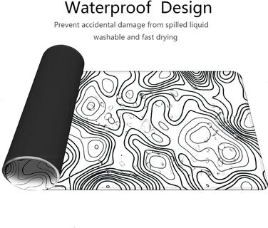 Кірпач для миші XXL 900 x 400 мм з художнім контуром, водонепроникний, з антиковзаючою основою для ПК, MacBook, ноутбука. Підвищує точність та швидкість.
