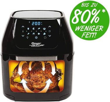 Mediashop Air Fryer Multi-Function – Hot Air Fryer for Oil-Free Frying – 6-in-1 also as a Dehydrator, for Grilling and more – up to 80% less fat, Black