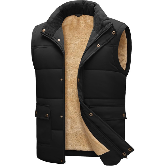 Чоловіча зимова жилетка Xnova з термопідкладкою Sherpa: тепла флісова жилетка, без рукавів, для полювання, роботи та активного відпочинку. Чорний колір, розмір M