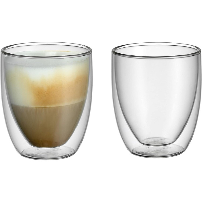 WMF Double-Walled Cappuccino Glasses Set, 2-Piece, Double-Walled Glasses 250ml, Floating Effect, Thermal Glasses, Heat-Resistant Tea Glass, Coffee Glass