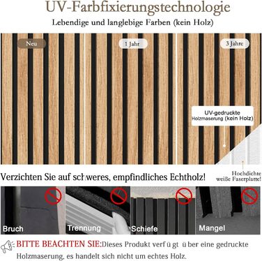 Акустичні панелі JBER самоклеючі для стін, шумопоглинаючі 3D-панелі для студії, офісу та дому, натуральний дуб, 30×30×1 см (набір 12 шт, смугастий дизайн 60×60 см)