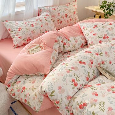 Блискуча постільна ковдра Bunt Blumen з бавовни 100x135 см, рожево-біле забарвлення, для дітей, з квітковим малюнком, комплект (ковдра + 1 подушка)