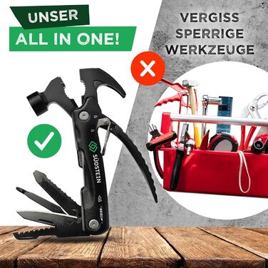 12-в-1 Багатофункціональний інструмент з молотком, викруткою та іншим – Прекрасний подарунок для чоловіків у подарунковій упаковці