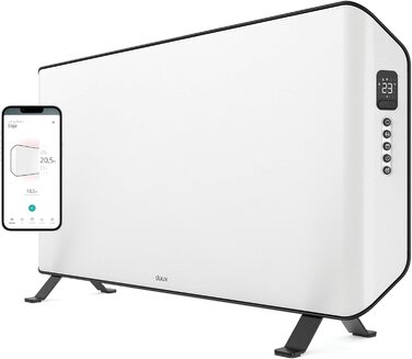 Duux Edge Smart електроконвекторний обігрівач: енергозбереження, термостат, для ванної кімнати, 2000W, білий