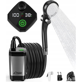 Кемпінговий душ WADEO 6000 мАг: мобільний outdoor-душ з LCD-дисплеєм та відром на 20 л