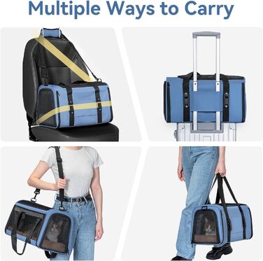 Транспортна переноска для кота/собаки Petsfit - складана переноска для авто з м'яким килимком, синього кольору