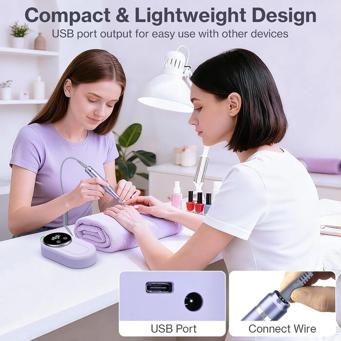 Електричний фрезер для нігтів: манікюрний та педикюрний набір 12 в 1 з LCD-дисплеєм, 50000 об/хв для гелю, акрилу та натуральних нігтів