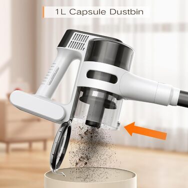 Потужний бездротовий пилосос S5, 30 kPa, великий акумулятор, 55 хв роботи, 1 л контейнер для пилу, для твердих підлог, килимів та шерсті тварин в усьому домі