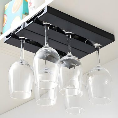 Кріплення для келихів на шийку, 2 шт., чорний колір. Підвісні тримачі для келихів без свердління, для бару, кухні, шафи.