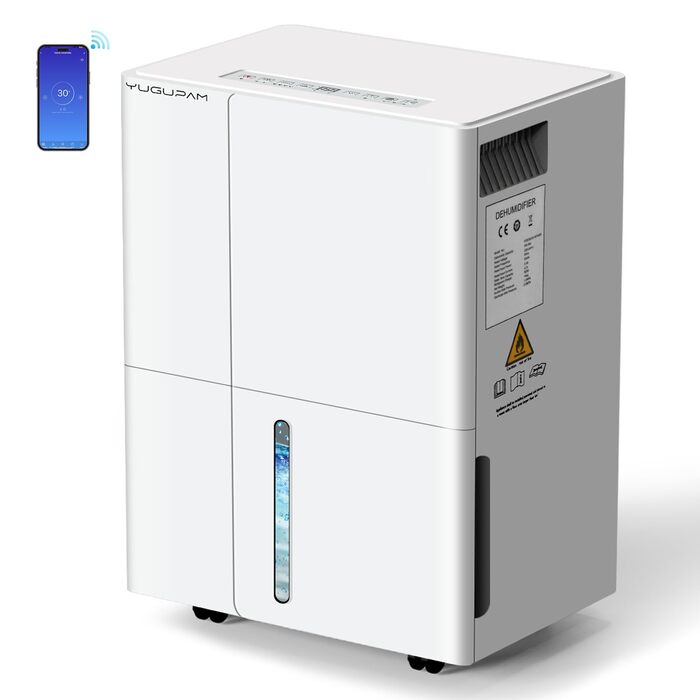 Електричний осушувач повітря 30л/день з Wi-Fi, 4 режими, автоматичне осушення, таймер, дренаж, для дому/квартири/підвалу