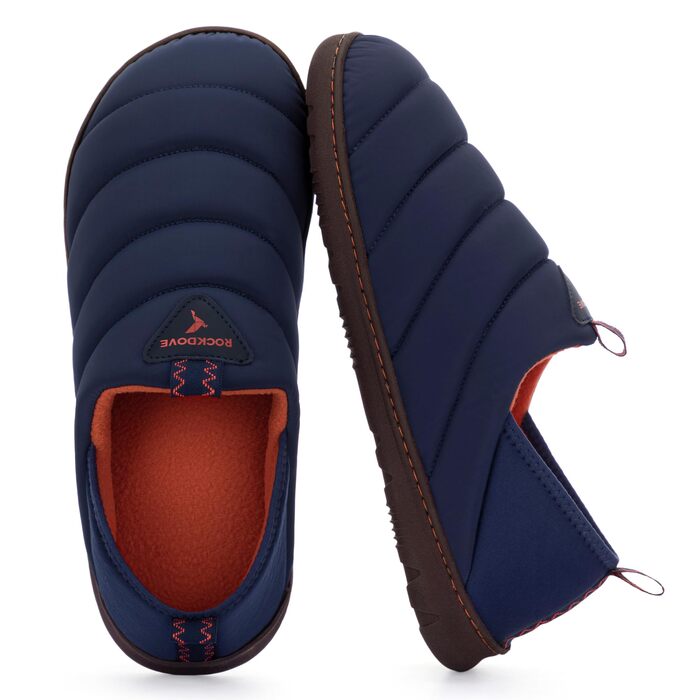Чоловічі домашні капці-лофери RockDove Pufflite, двоколірні стібані тапочки з підошвою для дому (41 EU, темно-синій)