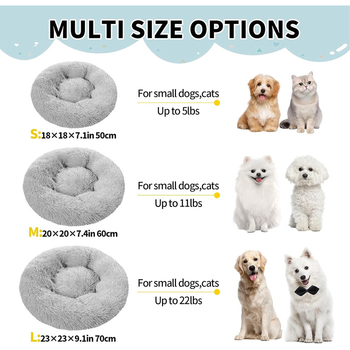 Килимок для котів DONWEI, м'який, у вигляді подушки-пончика, 50 см, сірий, для собак та котів