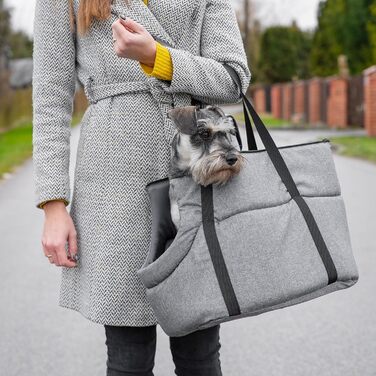 Сумка-переноска для собак та котів | Сумка на плече для тварин з гумкою та карабіном | до 15 кг | Матеріал: еко-замша (Velvet) | Розмір: L (42 x 29 x 33 см) | Чорний колір