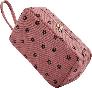 Косметичка жіноча з корду, туристична, для подорожей, зелена (квітковий принт)