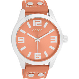 Жіночий аналоговий годинник Oozoo Timepieces з шкіряним ремінцем, круглий циферблат, помаранчевий
