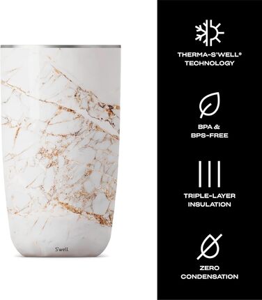 Охолоджувач для вина S'well Calacatta Gold – підходить для більшості пляшок 750 мл