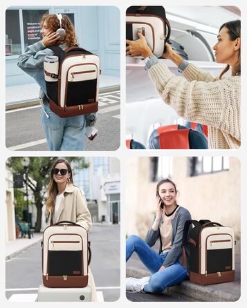 LOVEVOOK Рюкзак для ручної поклажі 40L з окремим відділенням для взуття, рюкзак-валіза для подорожей, жіночий, з відділенням для мокрого та сухого, 3 шт. (Бежевий, Зелений, Чорний, Білий, Коричневий)