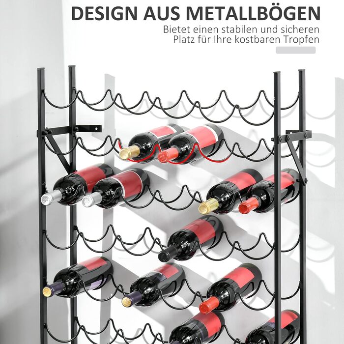 Homcom Wine Rack Wine Stand Bottle Rack 60 Bottles Wall Mount Metal Black