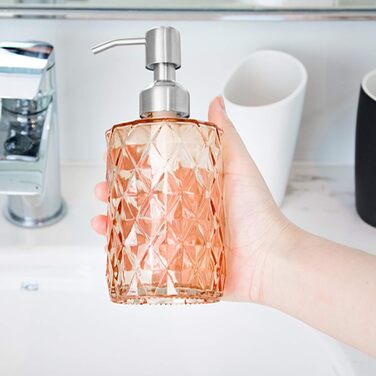 Дозатор для мила Ekirlin зі скла для кухні та ванної кімнати, 340 мл. Підходить для мила для рук, миючого засобу, ефірних олій та шампуню. Колір: Темно-сірий (Бурштиновий)