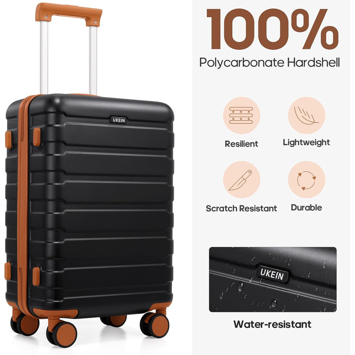 Набір валіз Roadcheer з полікарбонату: велика валіза на коліщатках, рюкзак, органайзери для косметики та взуття | з TSA-замком