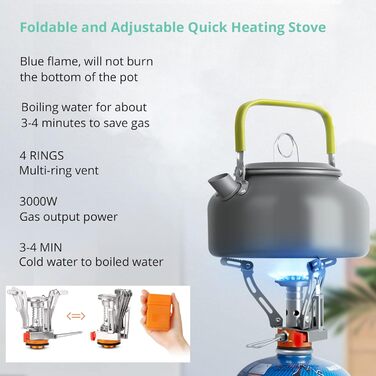 Набір посуду для кемпінгу Vinteam: 21 предмет, для 4 особи, туристичний посуд, казанок, міні-посуд