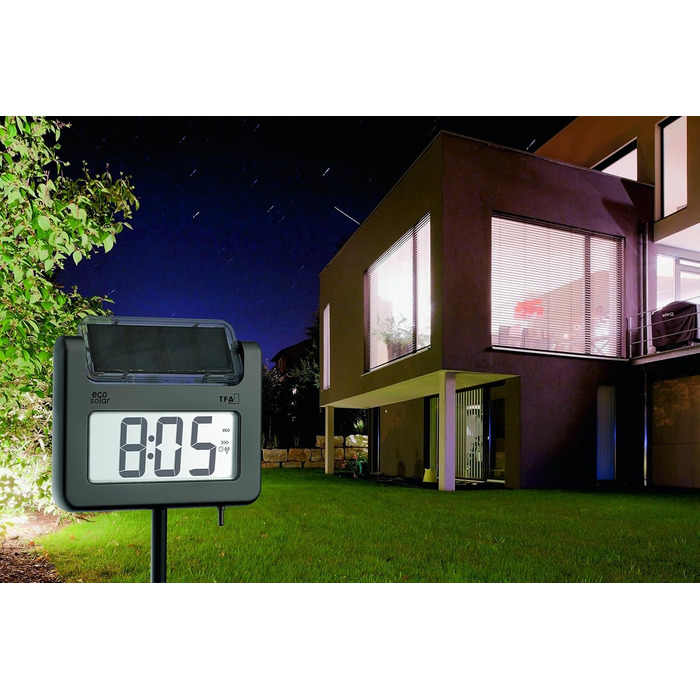 TFA Dostmann AVENUE PLUS Digital Garden Thermometer with Solar Lighting Silver (L) 175 x (W) 38 x (H) 1145 mm