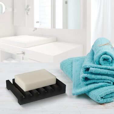 Набір з 2 силіконових мильниць AstraLoom з самостійним зливом, легко чистяться, неслизькі та міцні, для ванної кімнати, кухні, мила (Чорний)