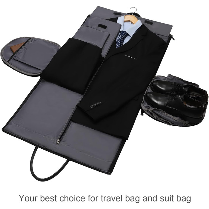 Versatile garment bags for travel, carry-on luggage for women and men, weekenders – 2-in-1 hanging suitcase, suit, duffel bag, green (A Schwarz)