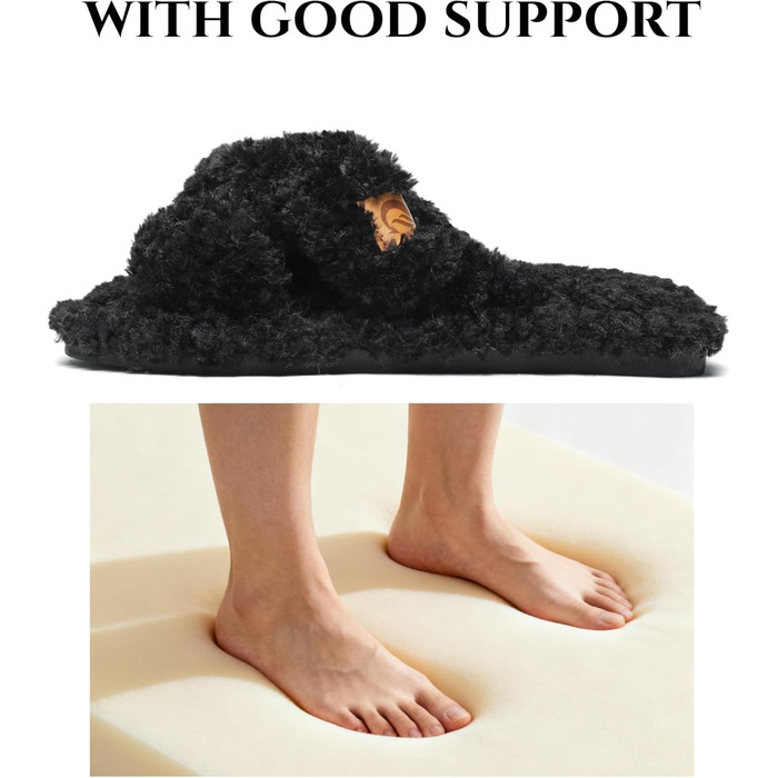 SMajong жіночі плюшеві домашні тапочки зимові теплі, м'які, з антиковзким покриттям, зручні, з підкладкою, чорні (36/37 EU)