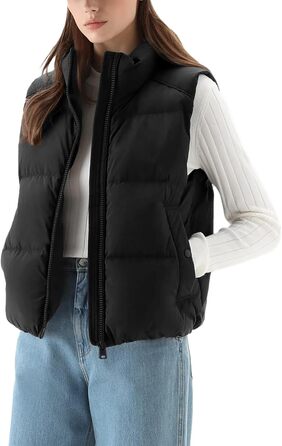 Жіноча жилетка Fengbay Reitweste: безрукавна, з коміром-стійкою, легка, стьобана, з утеплювачем, для осені та зими, чорна, розмір M