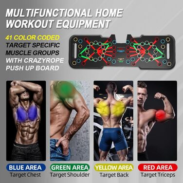 CRAZYROPE Foldable 41-in-1 Push Up Board with Counter, Wide Push-Up Board with Handle for Muscle Training and Strength Training, 41 Combination Positions Countable Model with Resistance Bands