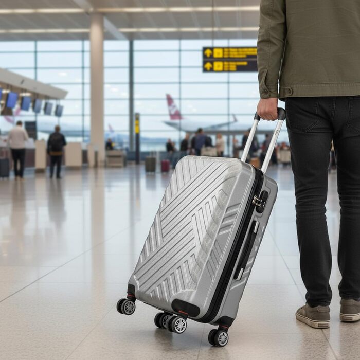 Набір валіз Zelsius 3 шт. сірий колір | ABS валізи з кодовим замком, подвійними колесами та внутрішнім роздільником | Ручна валіза, набір валіз з твердим корпусом 3 шт., ролер, велика валіза, дорожній набір