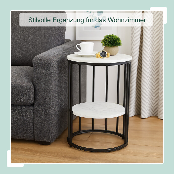 Relaxdays Side Table with Marble Look